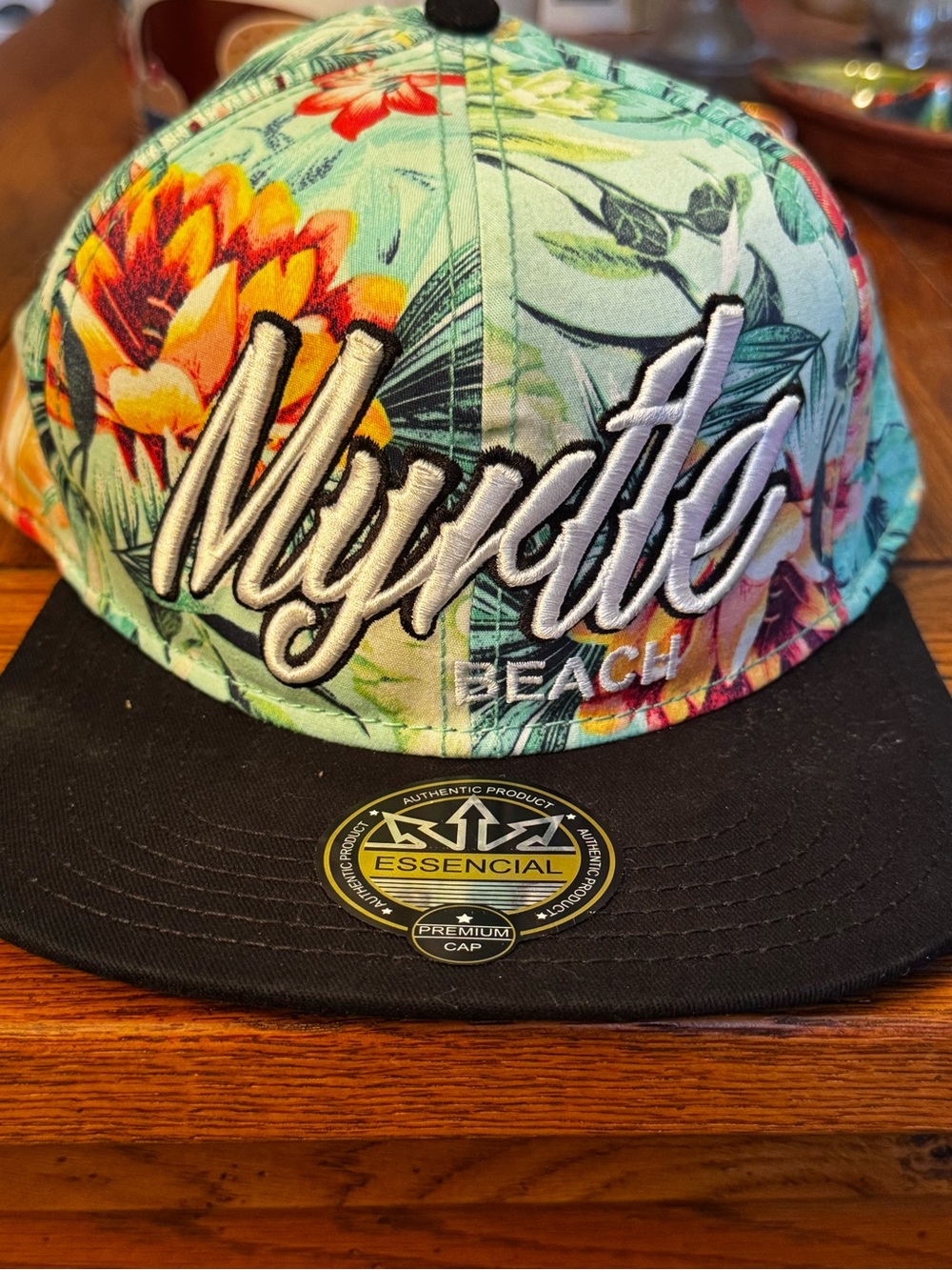 Floral Snapback Hat - Mint & Black